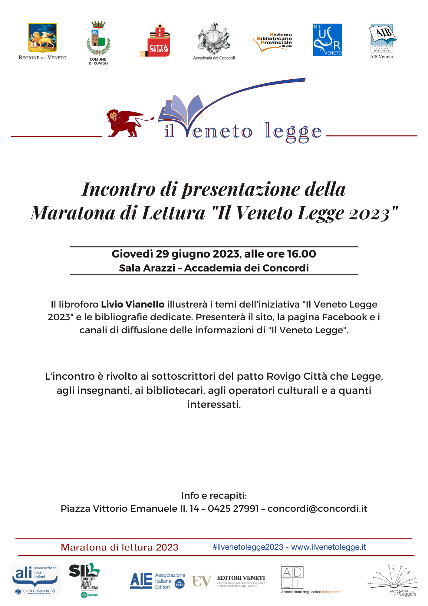 Locandina dell'evento di presentazione dell'iniziativa il Veneto Legge 2023